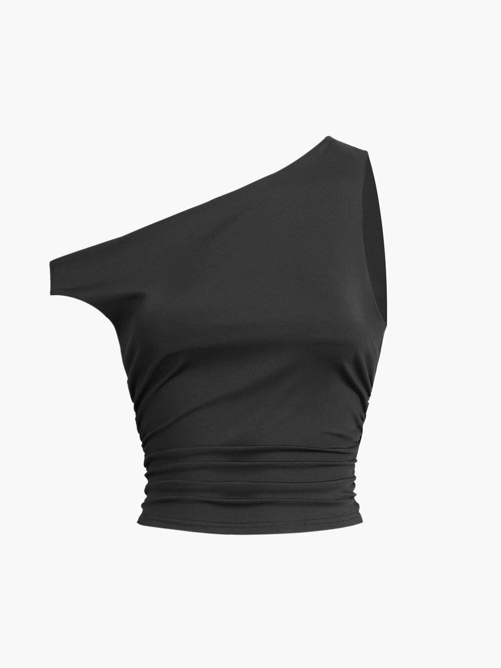 Commense Solid Casual Minimalist One Shoulder Sleeveless Top Black XS
